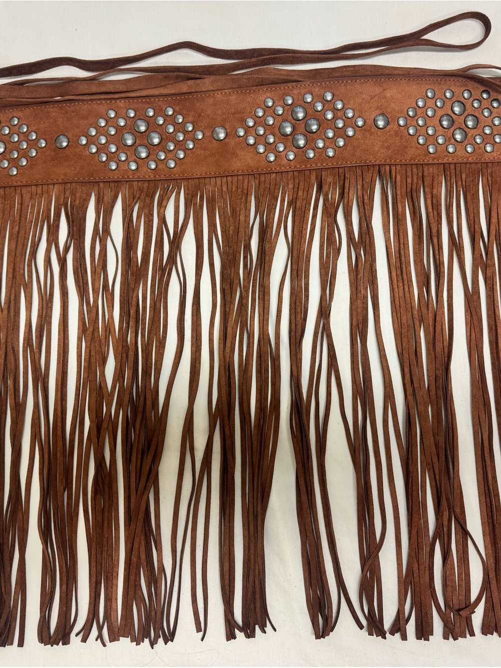 House of Harlow 1960 Brown Fringed Studded Western Waist Belt